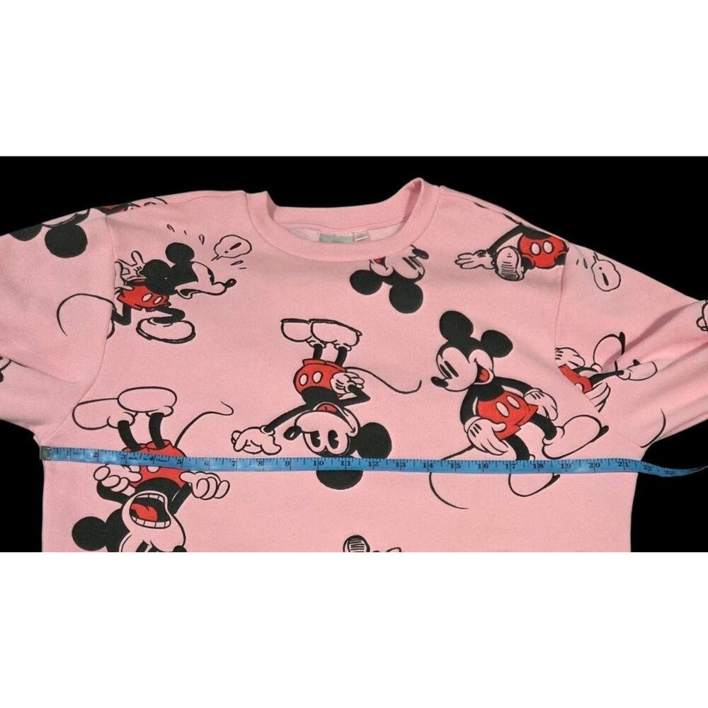 Mickey Mouse AOP Pullover Sweatshirt Disney 100 Pink Lightweight Womens Medium - Picture 8 of 10